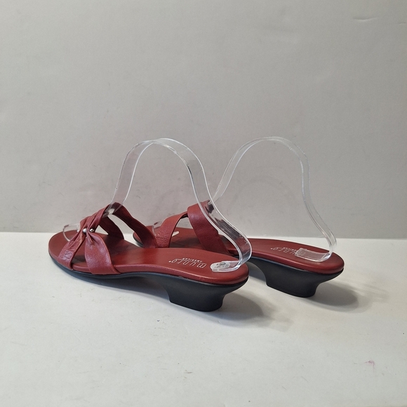 Munro American Leather Red Bow Low Wedge Kitten Heel Sandals Size 9.5N - Picture 9 of 15